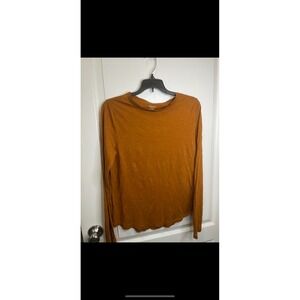 Madewell Womens Long Sleeve T Shirt Top Crew Neck Brown Size M